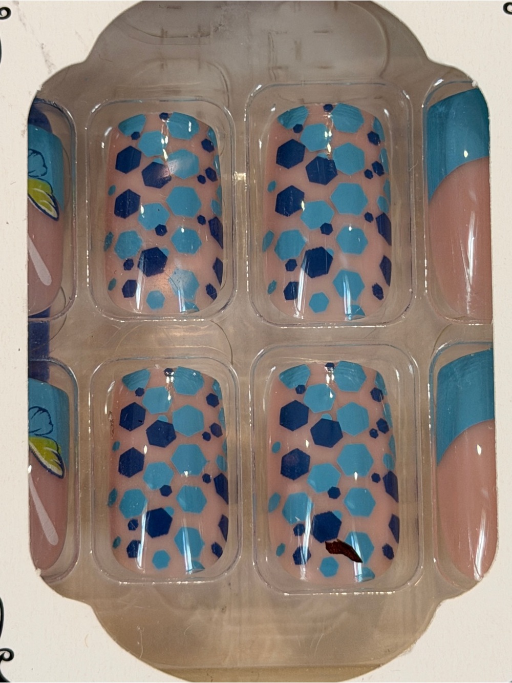 Tropical Palm Tree Press On Nails | Blue Polka Dot Beach Vacation Set